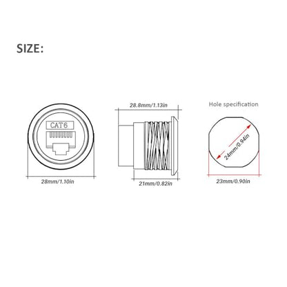 Toronce D R Series Panel-Mount Connector (R-CAT6-2PCS-B) - size: R-CAT6-2PCS-B