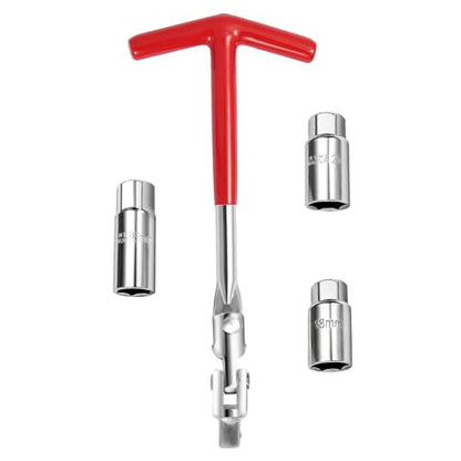 T-Handle Spark Plug Socket Wrench Set - 4Pcs Universal 16mm (5/8") & 21mm (13/16")& 18mm (45/64") Heavy Duty Spark Plug Remover and Installer Tool for Motorcycles, Lawn Mowers, Automotive - style: 4PCS