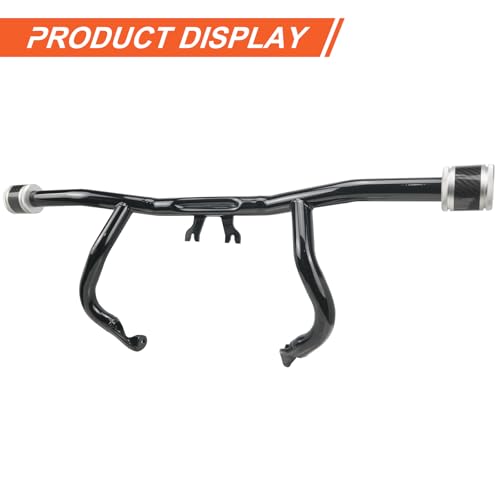 Engine Guard Flat Out Crash Bar for 2014-2025 Harley Touring Street Glide Road Glide Road King Electra Glide Ultra Models (Gloss Black w/Silver CNC) - color: Gloss Black w/Silver CNC