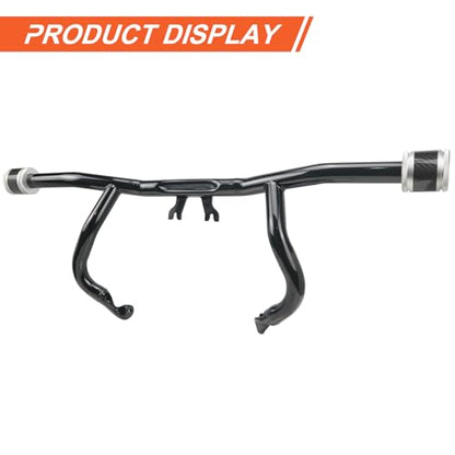 Engine Guard Flat Out Crash Bar for 2014-2025 Harley Touring Street Glide Road Glide Road King Electra Glide Ultra Models (Gloss Black w/Silver CNC) - color: Gloss Black w/Silver CNC
