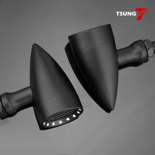 TSUNG 2PCS Motorcycle Rear Turn Signals LED Bullet SMD Blinkers Tail Light Small Indicators Universal for Cruiser Chopper Bobber Cafe Racer Street Bike (SMD-Black-Red&Amber) - color: SMD-Black-Red&Amber