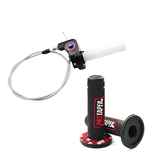 0769FUWU Linekong 7/8" 22mm Twist Throttle Grips Cable for CRF KLX TTR 110 125 150 200 250 cc Dirt Pit Bike (Red - color: Red
