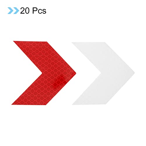 PATIKIL Reflective Stickers, 20 Pack 2.36 x 2.36 Inch Waterproof Adhesive High Visibility Night Caution Warning Arrow Shape Safety Tape Reflector for Trucks Trailers Cars, Red - color: Red