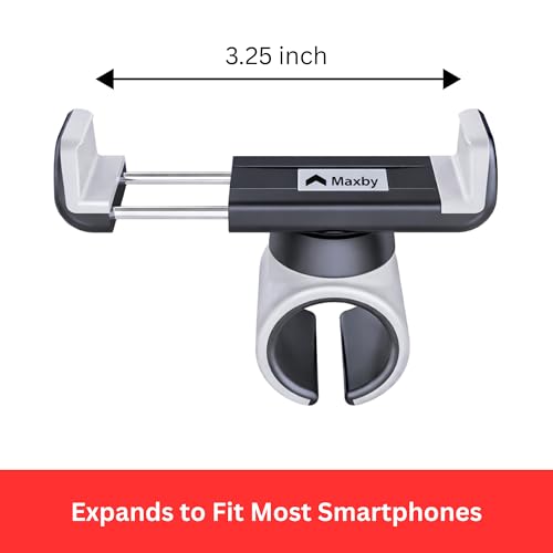 Maxby Steering Wheel Phone Holder Mount for Parked Use, Universal Clamp Fits Most Phones, 360° Rotating Adjustable Bracket, Quick Attach Detach, Hands-Free Viewing for Waiting and Meals in the Car