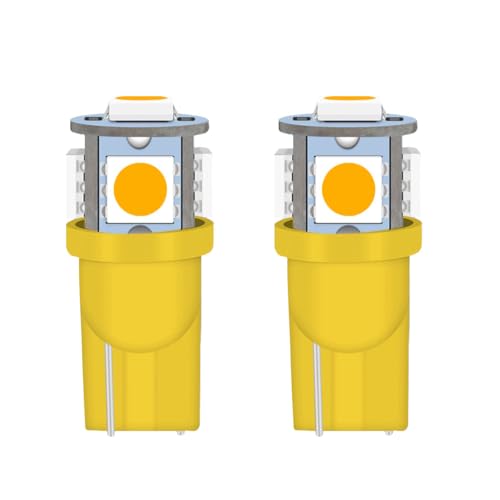 2PCS 194 LED Bulbs Tag Lights for License Plate, Wedge 168 T10 2825 5SMD LED Bulbs 5050 Chips 6000K Yellow, 12V Bulb Replacement for Car Interior Dome Map Door Courtesy License Plate Lights Lamp - color: Yellow