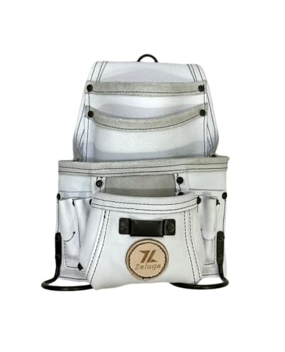 Zeluga 20-527 10 Pocket Rigger Heavy Duty Leather Tool Bag, Off White - color: Off White