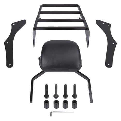 Motorcycle Sissy Bar Backrest with Luggage Rack for Harley Nightster RH975 RH975S 2022-2025, Foldable 3 in 1 Driver Passenger Backrest Pad, Detachable Rear Seat Back Support