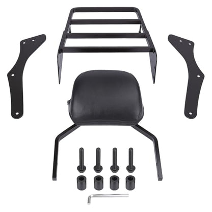 Motorcycle Sissy Bar Backrest with Luggage Rack for Harley Nightster RH975 RH975S 2022-2025, Foldable 3 in 1 Driver Passenger Backrest Pad, Detachable Rear Seat Back Support