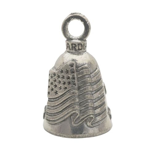 Guardian Bell Old Glory Bell Good Luck Bell w/Keyring & Black Velvet Gift Bag | Motorcycle Bell | Lead-Free Pewter | Good Luck Gift to Friends & Family | Bike Bell | Made in USA - color: Old Glory