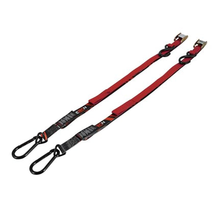 Motorcycle Tie Down Straps - 1200lb Break Strength, 2 Pack 7ft x 1in Down Strap Set with Heavy-Duty Buckles, Steel Carabiner, S-Hooks Buckle for securing Trailers, Dirt Bikes, enduros, Cargo-Red - color: Red
