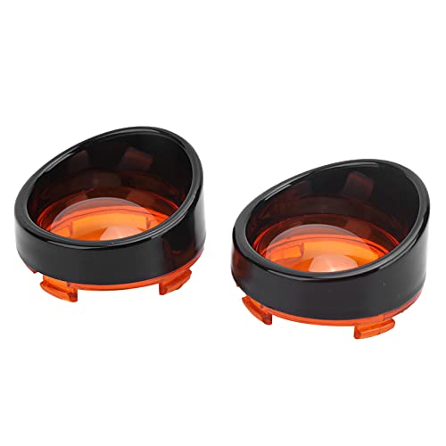 Motorcycle Turn Signal Light Cover Trim, ABS Protective Case with Strong Light Transmission, for Motorcycle Turn Signals (Black Orange)