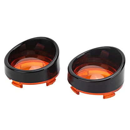 Motorcycle Turn Signal Light Cover Trim, ABS Protective Case with Strong Light Transmission, for Motorcycle Turn Signals (Black Orange)