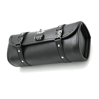 Motorcycle Bag with lock Universal PU Leather Motorbike Fork Bag Saddlebags Handlebar Bag Sissy Bar Storage Tool Bag-31cm (Style B) - style: Style B