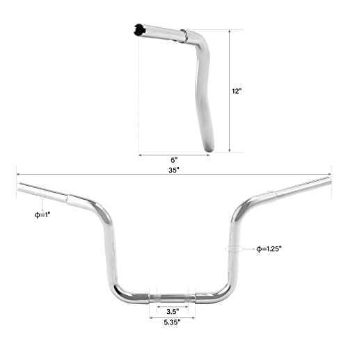 Green-L 1 1/4" Ape Hanger 12" Rise Handlebars Fit for Harley Sportster XL883 XL1200 Softail FLST FXST Custom Motorcycle 1.25" Handle Bar - size: 12" Rise, style: Style A Chrome