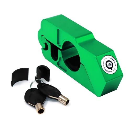 CHIFUN Universal Motorcycle Handlebar Lock CNC Aluminum Handle Bar Grip Throttle Brake Anti-Theft Lock Compatible with ATV Motorbike Scooter Dirt Bike(Green) - color: Green
