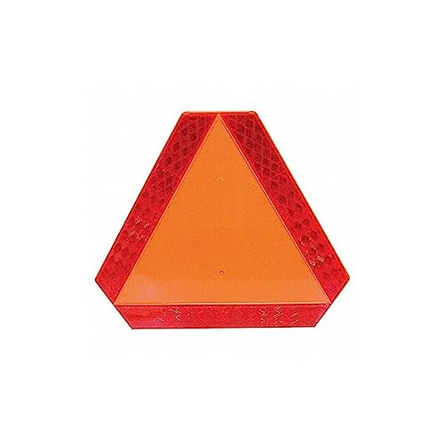 Deflecto Slow Moving Vehicle Sign with Reflective Tape, Safety Triangle, Orange, Highly Visible, Plastic, 16" W x 14" H x 1/4" D(70-0110-50)