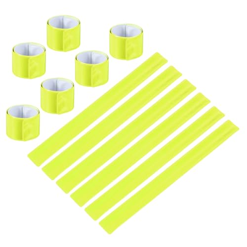 PATIKIL Reflective Slap Bands, Reflector Band Snap Bracelet Armbands High Visibility Safety Reflectors Wrist Strap Strips for Night Jogging Cycling Hiking - color: Fluorescent Yellow