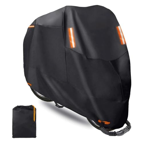 Motorcycle Cover,300D Motorbike Covers All Season Universal Weather Waterproof Outdoor UV Protection with 4 Reflective Strips & Storage Bag,2XL Motorcycles Vehicle Covers - size: 2XL(245X105X125cm)