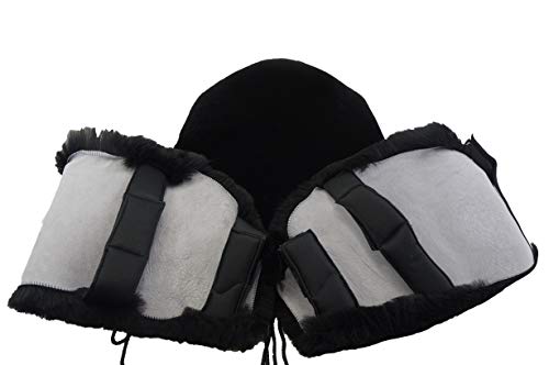 Full Genuine Merino Sheepskin Western Saddle Seat Saver with Extra Long Flap - color: black