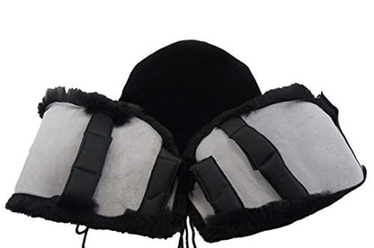 Full Genuine Merino Sheepskin Western Saddle Seat Saver with Extra Long Flap - color: black