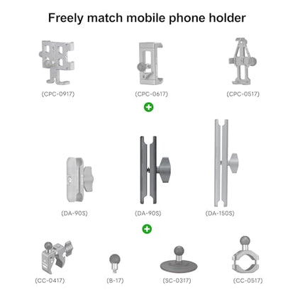 FANAUE Aluminum 17mm Ball Head Double Socket Arm Only Supports Connects of 0.67" Ball Head Adapter Compatible with RAM Mount 17mm Ball and Bike Motorcycle Phone Holder, Middle Arm Length is 3.7 Inch.
