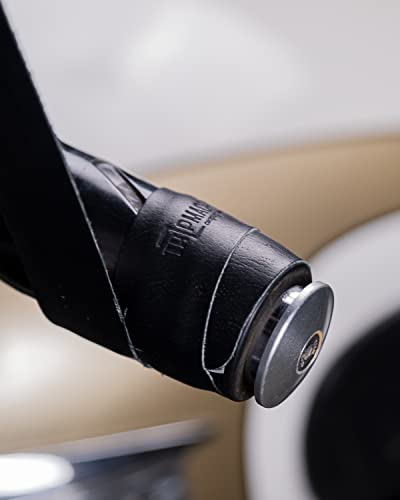 Trip Machine Company Motorcycle Handlebar Leather Grip Wrap Covers – Universal Throttle Grip Covers with Double Sided Tape – Anti-Slip Bike Handle Accessories - color: Black