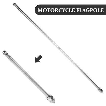 Adjustable Bike Flag Pole, 47in/120cm Retractable Aluminum Alloy Golf Cart Flag Holder, Motorcycle Flagpole Mount Stroller Flagpole for Bicycle Mountain Road Bicycle Atv