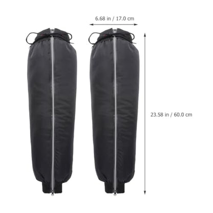 1 Pair Windproof Hiking Leg Gaiters with Anti-Slip Straps, Black Pu and Lint Material Calf Covers for Outdoor Hiking and Cold Weather Motorcycle Gear Protection