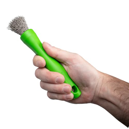 BrushAll® Wire Hand Brush with Ergonomic Handle and Tightly Packed Bristles for Kitchen, Garage, Indoor, Outdoor (Stainless Steel) Patent Pending - color: Stainless Steel