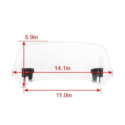 Motorcycle Windshield Extension, Adjustable Clip-On Windscreen Extender, Wind Deflector Spoiler Air Deflector, Universal Fit (Clear-14.1x5.9") - color: Clear-14.1x5.9"