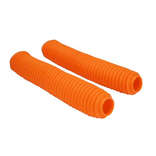 Universal Motorcycle Front Fork Boots Shock Universal Absorber Covers Protector Rubber Dust Gator Guard Gaiters For Most Dirt Bike, Orange - color: Orange