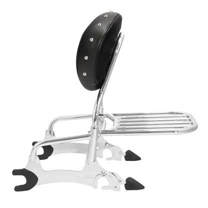 SLMOTO Motorcycle Quick Release Sissy Bar Passenger Backrest Pad Luggage Rack for Indian Chieftain Dark Horse 2016-2022 Roadmaster Classic 2017-2018 - color: Chrome Backrest + Black Sissy Bar