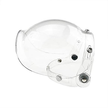 WANCAR Motorcycle Standard 3-Snap Button Flip Up Down Universal Bubble Visor for Open Face Half Helmet Wind Shield(Clear) - color: Clear