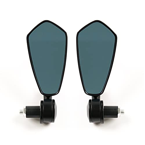 Universal Black Motorcycle 7/8 Inch 22mm Handlebar End Mirrors Oval CNC Billet Aluminum Bluish Anti-Glare Side Rearview Mirrors for Honda/Yamaha/Suzuki/Kawasaki Bar End Rear View Side Mirrors - color: Black, size: Motorcycle Rear View Mirrors 22