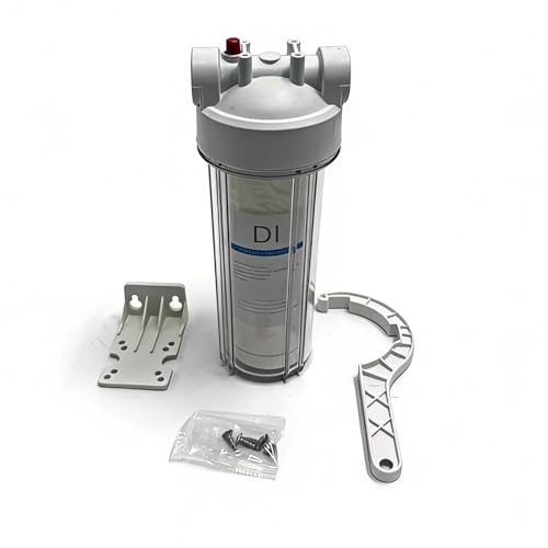 DI Resin Water Deionizer Filter for Car Wash - Single Canister Spot-Free Rinse System with Installation Kit (Wall Mount Bracket & Wrench Included)