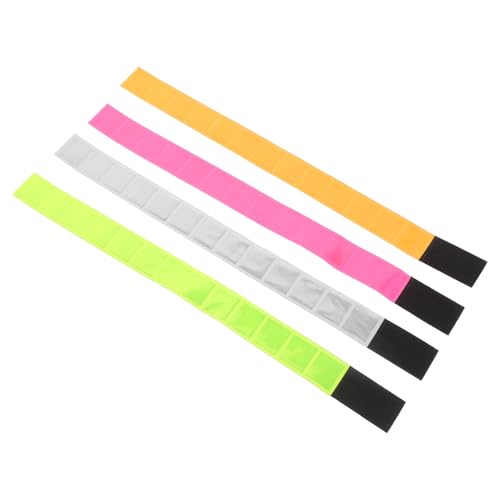 4pcs Reflective Safety Armbands PVC Wristbands Cuttable Reflector Straps High Visibility Running and Cycling Night Walking Safety Gear for Runners