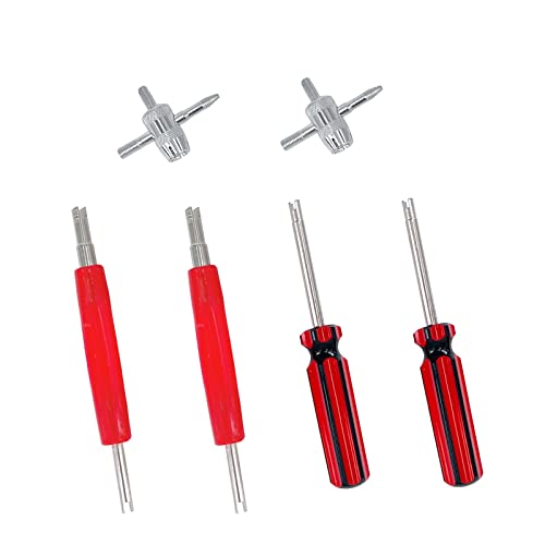 ZUFECY Tire Valve Removal Tool Installation Kit, 4-Way Valve Tool Single/Dual Head Valve Core Remover Tire Repair Stem Tool (6PCS)