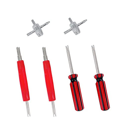 ZUFECY Tire Valve Removal Tool Installation Kit, 4-Way Valve Tool Single/Dual Head Valve Core Remover Tire Repair Stem Tool (6PCS)
