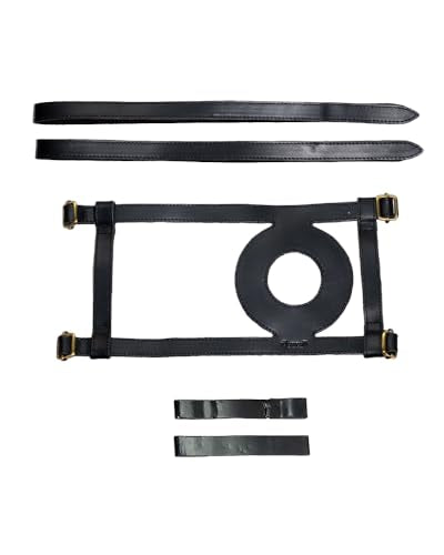 Trip Machine Company Genuine Leather Motorcycle Fuel Tank Strap – Heavy Duty Adjustable Horizontal Tank Mount Cover for Right Side Fuel Inlet Bikes (Only Tank Strap, Black) - color: Black, style: Only Tank STrap