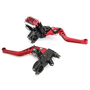 Universal Motorcycle Brake Lever 7/8 Inch 22mm Handlebar Brake Master Cylinder Clutch Levers Set + Hand Grips + Handlebar Ends Set Fit for Harley Honda Kawasaki Suzuki Yamaha Red - color: Red-Set