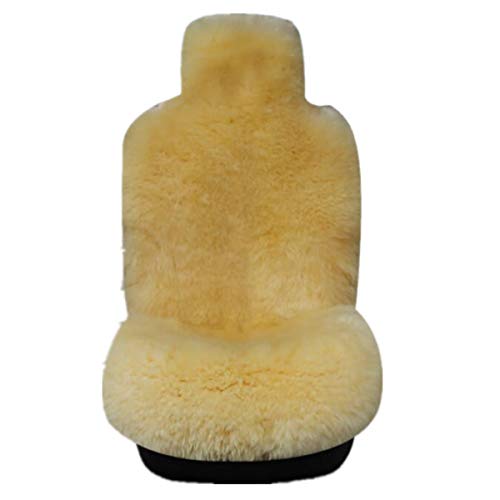 Winter Warm Authentic Australia Sheepskin Car Seat Cover Luxury Long Wool Front Seat Cover Fits Most Car, Truck, SUV, or Van (Beige) - color: Beige