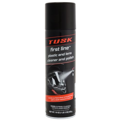 TUSK First Line Plastic & Lens Cleaner and Polish 19 oz – Cleaner, Polish & Protectant for Plastic, Acrylic & Polycarbonate – Dust & Fog Resistant for Helmets, Windshields, UTV/ATV, Automotive