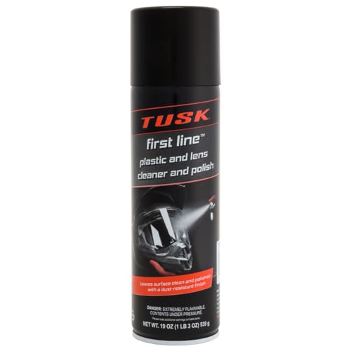 TUSK First Line Plastic & Lens Cleaner and Polish 19 oz – Cleaner, Polish & Protectant for Plastic, Acrylic & Polycarbonate – Dust & Fog Resistant for Helmets, Windshields, UTV/ATV, Automotive