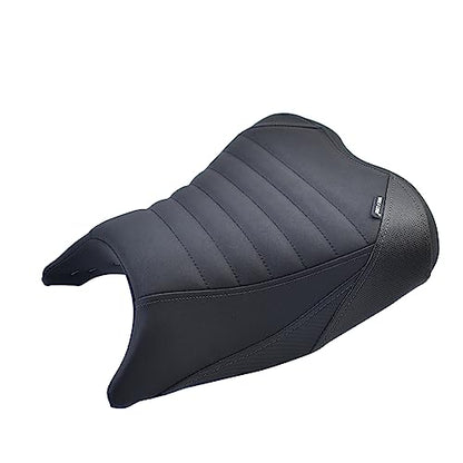 Upgrade Soft PU leather Front Driver Rider Seat Passenger Pillion Seat Cushion Comfortable compatible with Kawasaki ninja 400 Z400 Z-400 Accessories 2018-2024 (Front+Rear Seat-Black) - color: Front+Rear Seat-Black