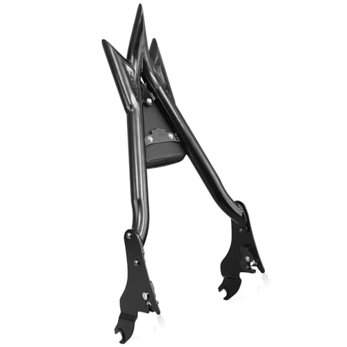 27” Adjustable Trident Detachable Black Sissy Bar Passenger Backrest Rear Pad for Harley Davidson Touring Models 2009-2026 Street Glide Road Glide Electra Glide Road King CVO Ultra (09-24 Black-T) - color: 09-24 Black-T