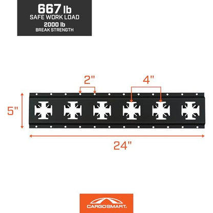 CargoSmart X-Track Rail - 24in Matte Black, Model# 1787 - color: Matte Black, style: 24" - 1 Pk