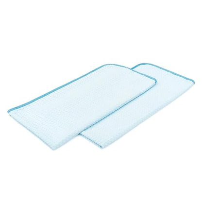 The Rag Company Dry Me A River, Professional Korean 70/30 Blend Microfiber Waffle-Weave Drying & Detailing Towels, Soft Suede Edges, 390 GSM, 20x40 Inches, Light Blue, 2-Pack - color: Light Blue, size: 20in x 40in