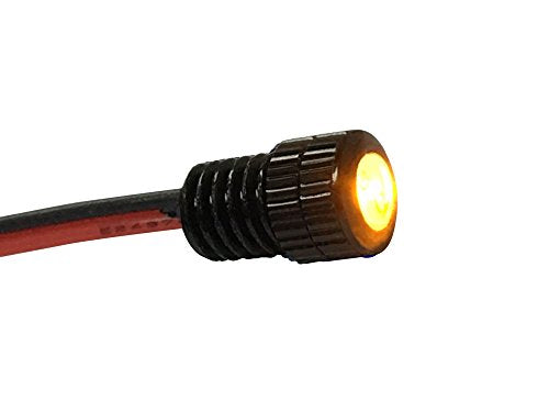 Oznium BRIGHTEST Light Bolt - Flush Mount 12V LED Light for Bumper, Grille, Cars Interior, Dash, Ambient Lighting, Motorcycle w/SLEEK Aluminum Housing & Screw Nut (6 mm Black, Amber LED) - color: Amber LED, size: 6mm (about 15/64")