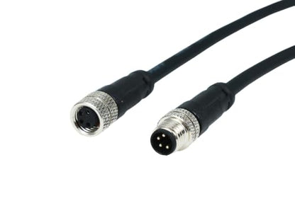 M8 4-Pin Male to Female Connector Cable, A-Coded Straight Circular Industrial Molded Cable, IP67 Waterproof Unshielded PVC Wire, 30V 3A AC/DC, AWG24 - size: 5m, style: 4pin
