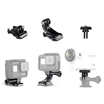 HSU Basic Adapter Grab Bag for GoPro - 13pcs Kit Including Quick Release Buckle, J-Hook Buckle, 3-Way Pivot Arms, Tripod Mount, Curved Extension Arm and Thumbscrews